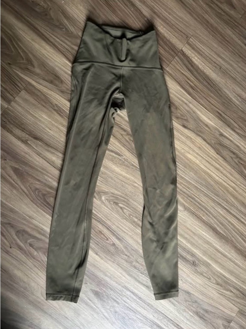 Lululemon Mesh Ankle Paneled Mid-Rise Leggings-Army Green
